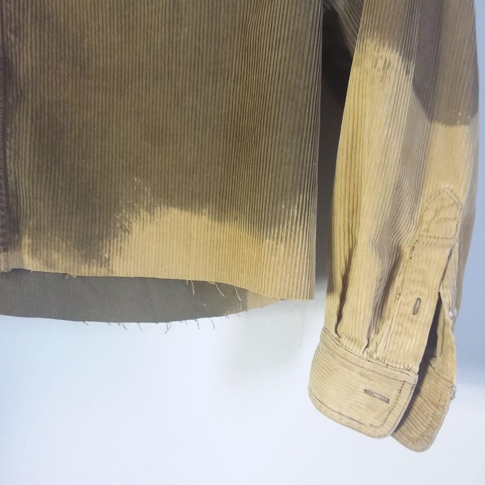 Distressed Corduroy Shirt Shacket Cropped Ribbed - Picture 5 of 6
